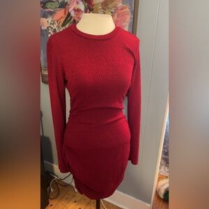 Red Speechless Brand Ruched Bodycon Longsleeved Dress Size Large. NWOT.